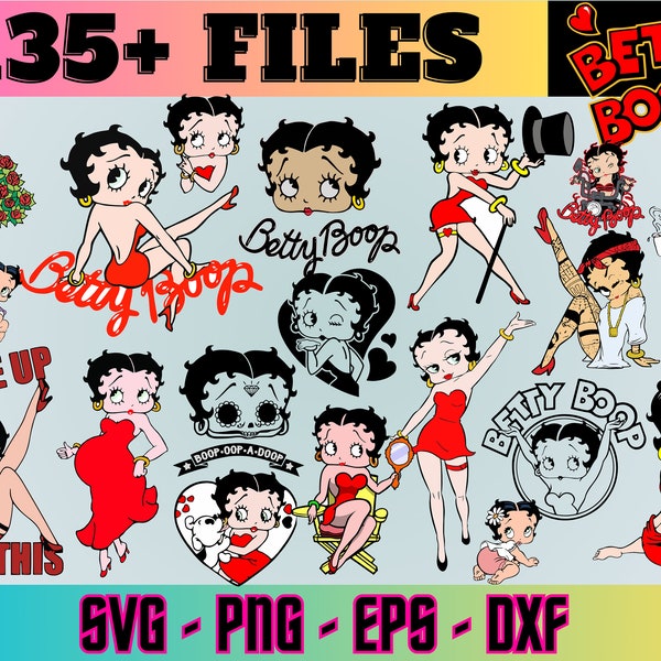 Betty Boop Files, Betty Boop SVG, Layered Betty Boop,SVG, Tshirt print, Betty Boop Png, Instant Download, Cricut Cut File