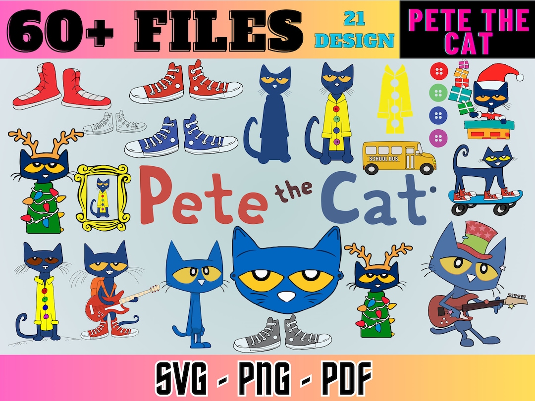 Pete the Cat Svg , Pete the Cat Cricut Vector Bundle , Pete the Cat