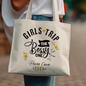 Mädchen Reise Punta Cana 2024 Benutzerdefinierte Tragetasche, The Bossy One, Strandurlaub, Junggesellinnenabschied Geschenk