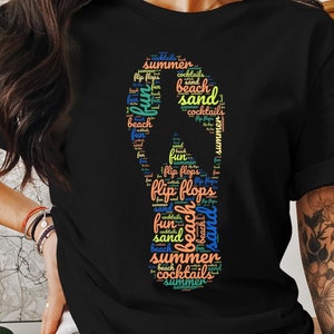 Summer Beach Fun Flip Flops Sand Cocktails T-Shirt, Perfect Summer Vacation Tee, Colorful Beach Themed Graphic Shirt