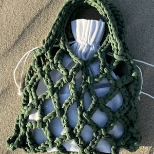 Mini sac à main, mini sac au crochet, sac en filet vert, sac en ficelle, mini sac en laine pour tee-shirt, cadeau pour un ami