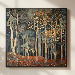 William Morris Autumn Forest Canvas, Fall Decor, Vintage Forest Framed Art, Woodland Poster, Nature-Inspired Wall Art, Seasonal Home Decor