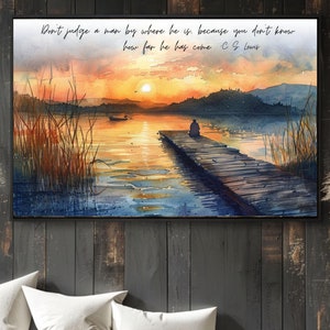 Motivational CS Lewis Quote Landscape Canvas Art, Inspirational Home Decor, Positivity Quote Wall Art, Black Framed Ready to Hang Art