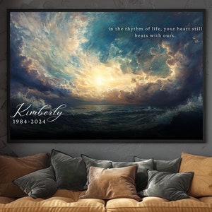 Personalisierte benutzerdefinierte ätherische Gedenkstätte Erinnerung Leinwand Kunst Geschenk, Trauergeschenk, Beileid Geschenk. Erinnerungsbild