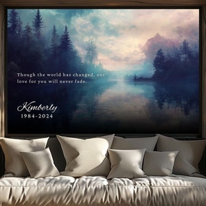 Memorial Canvas Art, Custom Ethereal Landscape Art Wall Decor, Bereavement Wall Art, Black Framed Memorial Gift, Tribute Poster