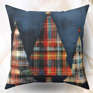 Plaid Christmas Pillow, Rustic Farmhouse Christmas Tree, Christmas Home Decor, Holiday Decor, Decorative Sofa Pillow, Winter Decor
