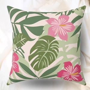 Tropical Throw Pillow Florals Palm Tree Leaves Pillow Cover Tropical Pillow Case Tropical Decor Palm Tree Leaves Cushion Cover