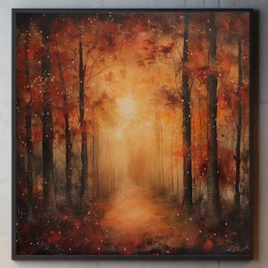 Mystische Herbst Wand Kunst, Wald Wand Leinwand, Große Herbst Wand Kunst, Herbst Bäume Leinwand, Saisonale Wanddeko, Natur Poster