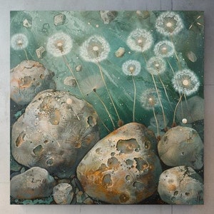 Dandelion Seeds Watercolor Canvas Wall Art, Black Framed Wall Art, Botanical Wall Art, Floral Wall Art Ready to Hang Decor