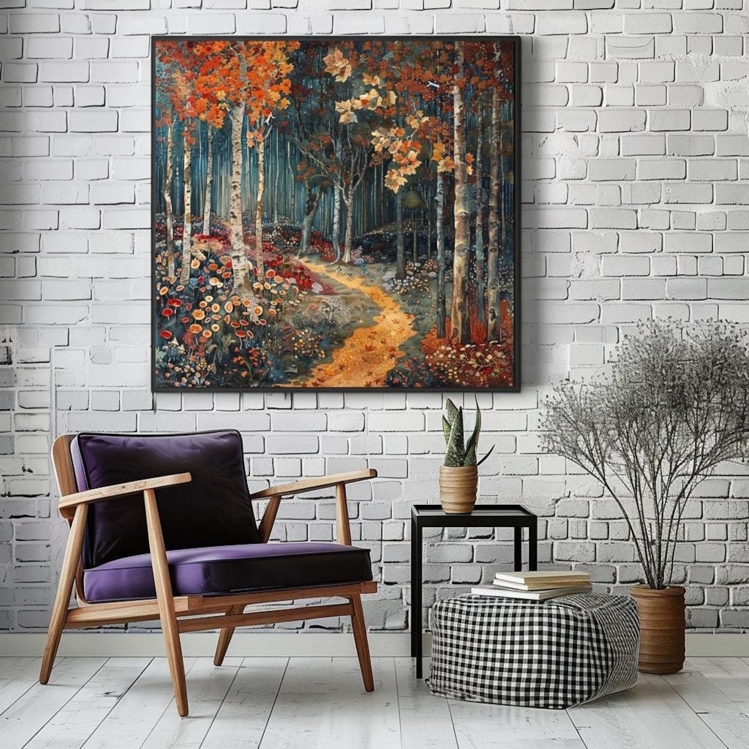 Fall Wall Autumn Forest Wall Art Canvas, Autumn Wall Art, William Morris Art ...