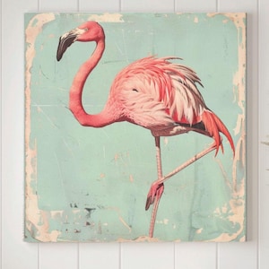 Flamingo Canvas Coastal Home Decor Bird Gift Birthday Cute Coastal Art Flamingo Painting Tropical Wall Art Flamingo Wall Art Beach Decor