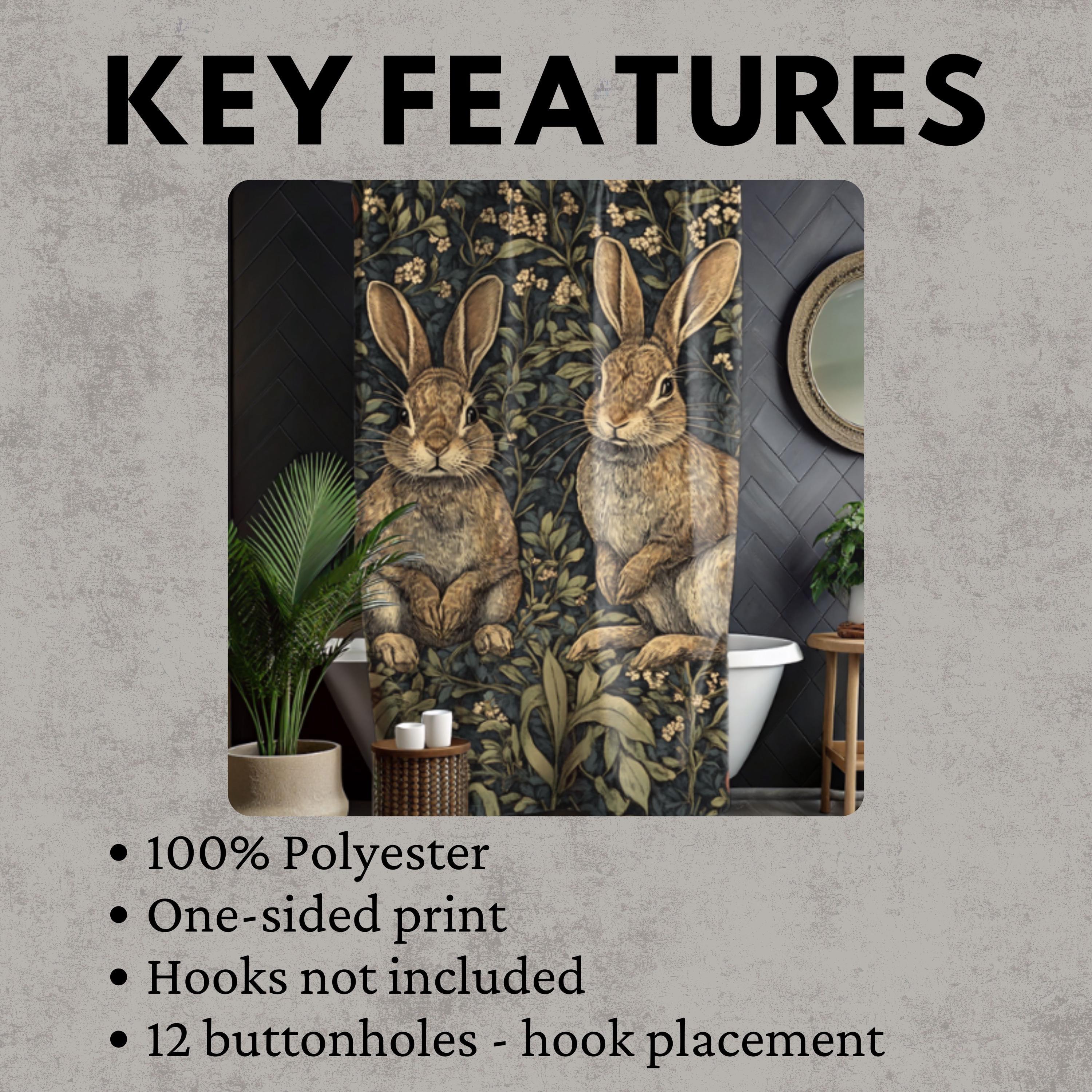 William Morris Inspired Rabbit Design Shower Curtain, Bathroom Dorm ...