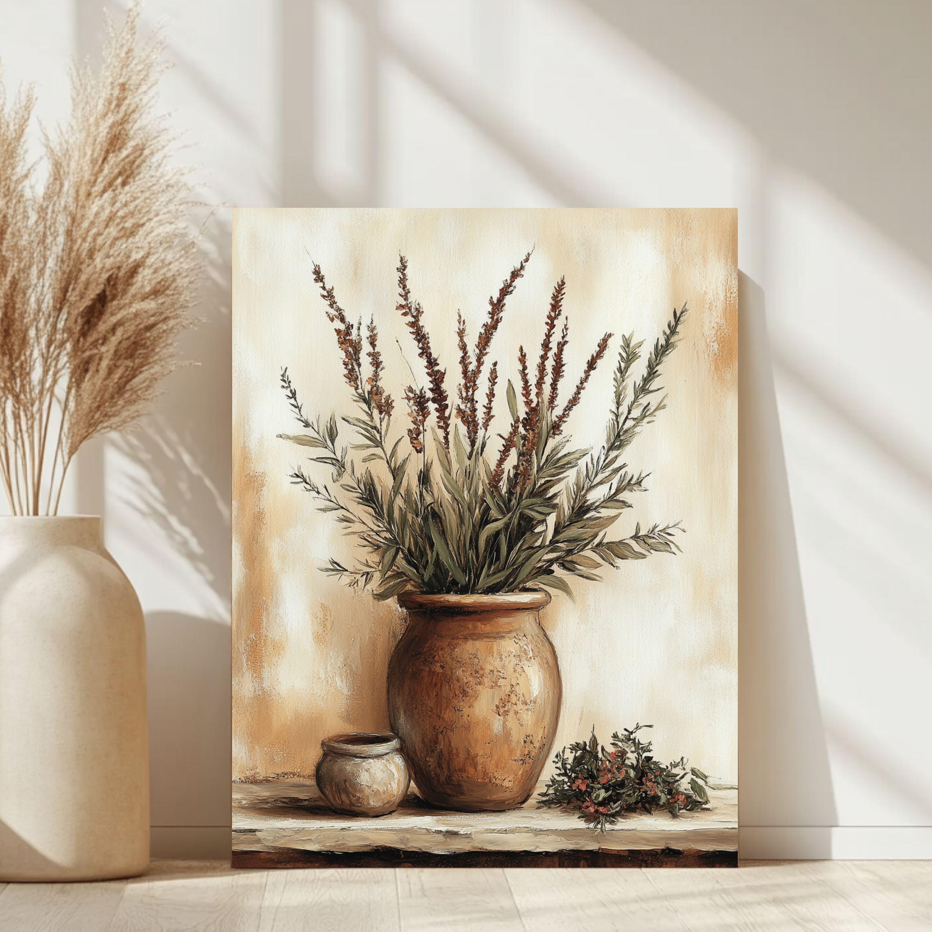 Farmhouse Herb Wall Art, Rustic Kitchen Still Life Framed Canvas ...