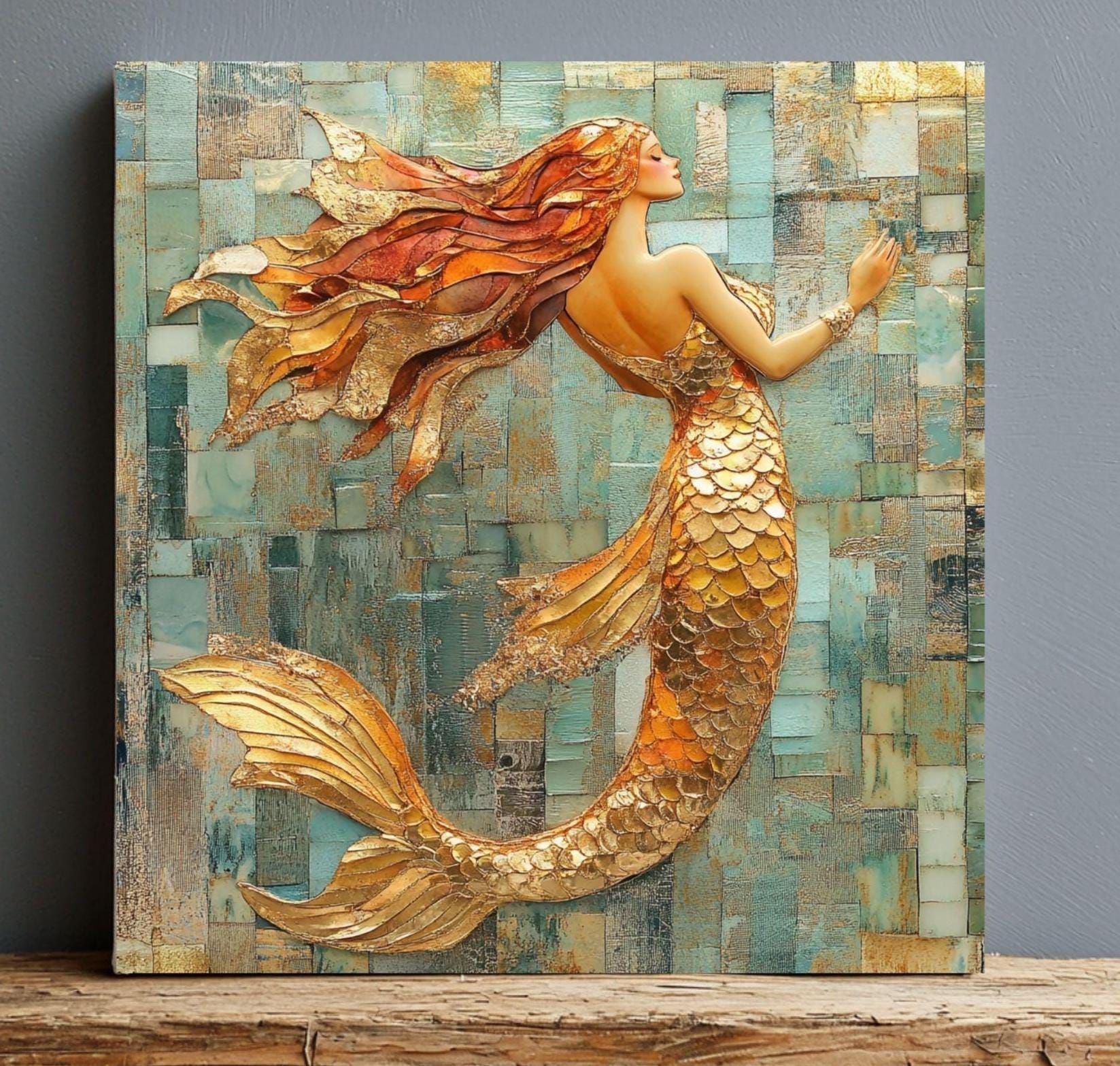 Targa In Metallo Vintage A Forma Di Sirena - Decorazione Da Parete 20x30 Cm Per Interni/Esterni