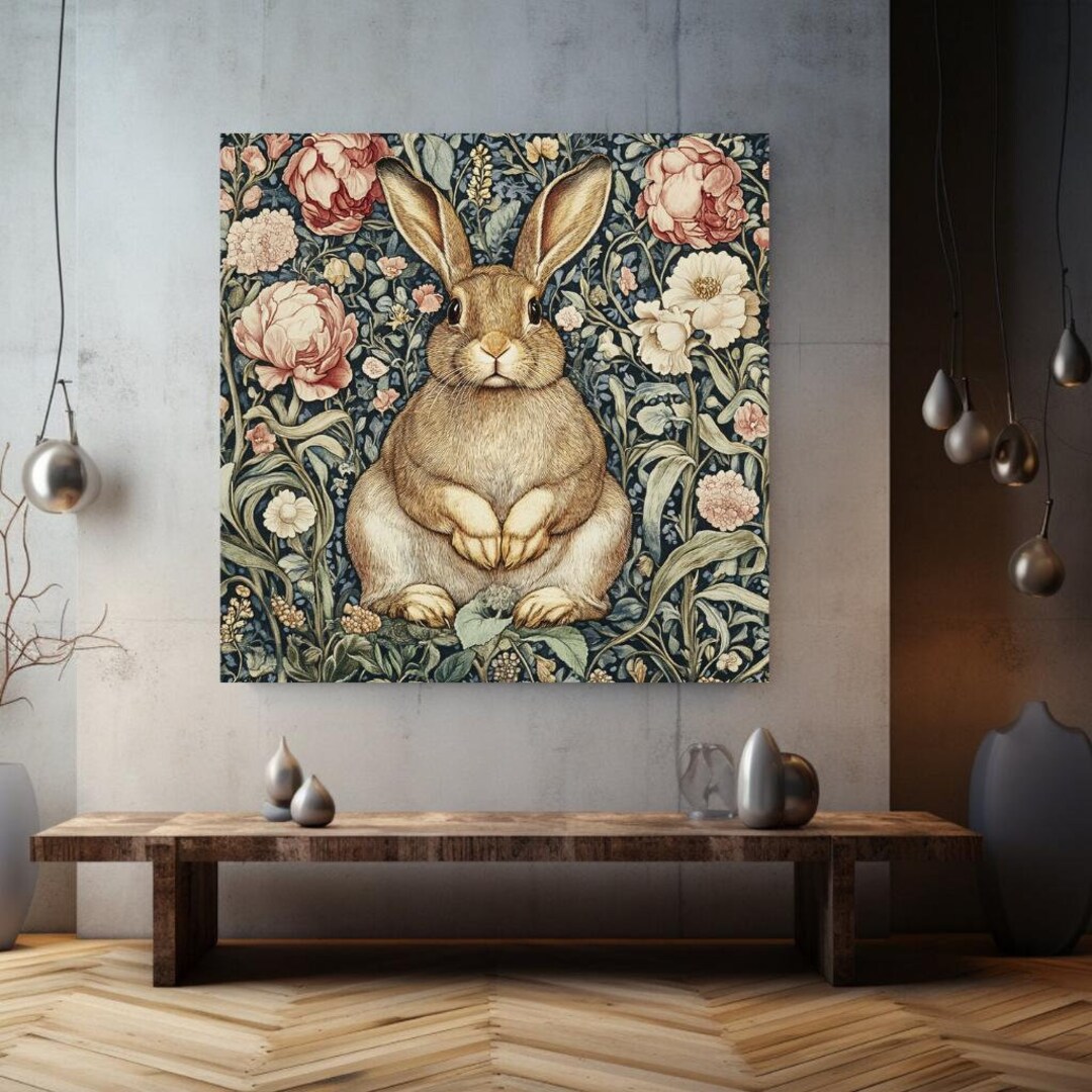 William Morris Wall Art, Nature-inspired Wall Art, Easter Bunny Wall ...