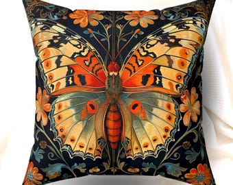 William Morris Butterfly Floral Cushion Cover, William Morris Pillow, William Morris Decor, Art Nouveau Pillow Case, Vintage Cover