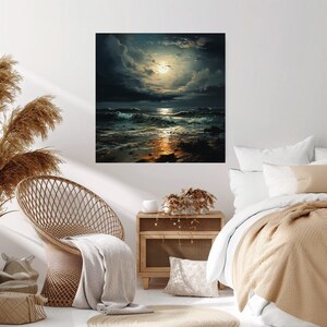 Moody Moon Ready to Hang Wall Art, Mystical Night Art, Night Poster ...