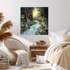 Woodland Wall Art, Mystical Wall Art, Forest River Print, Vintage Framed Canvas, Mystical Home Decor, Nature Wall Decor image 7