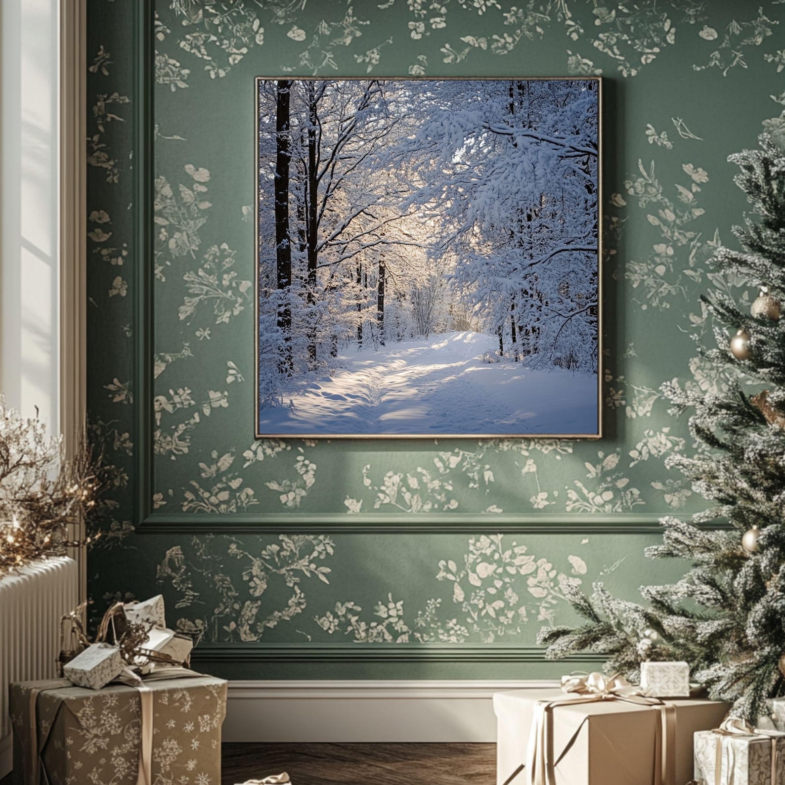 Winter Forest Canvas Wall Art, Serene Snowy Home Decor, Cozy Winter ...