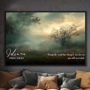 Benutzerdefinierte Serene Gedenkkunst Wohnkultur, ätherische Landschaft Leinwandkunst, schwarz gerahmtes Erinnerungsgeschenk, Tribute Plakat, Trauerfall Wandkunst