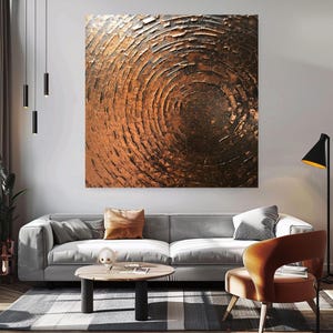 Copper Brown Abstract Canvas, Square Wall Art, Aesthetic Wall Art ...