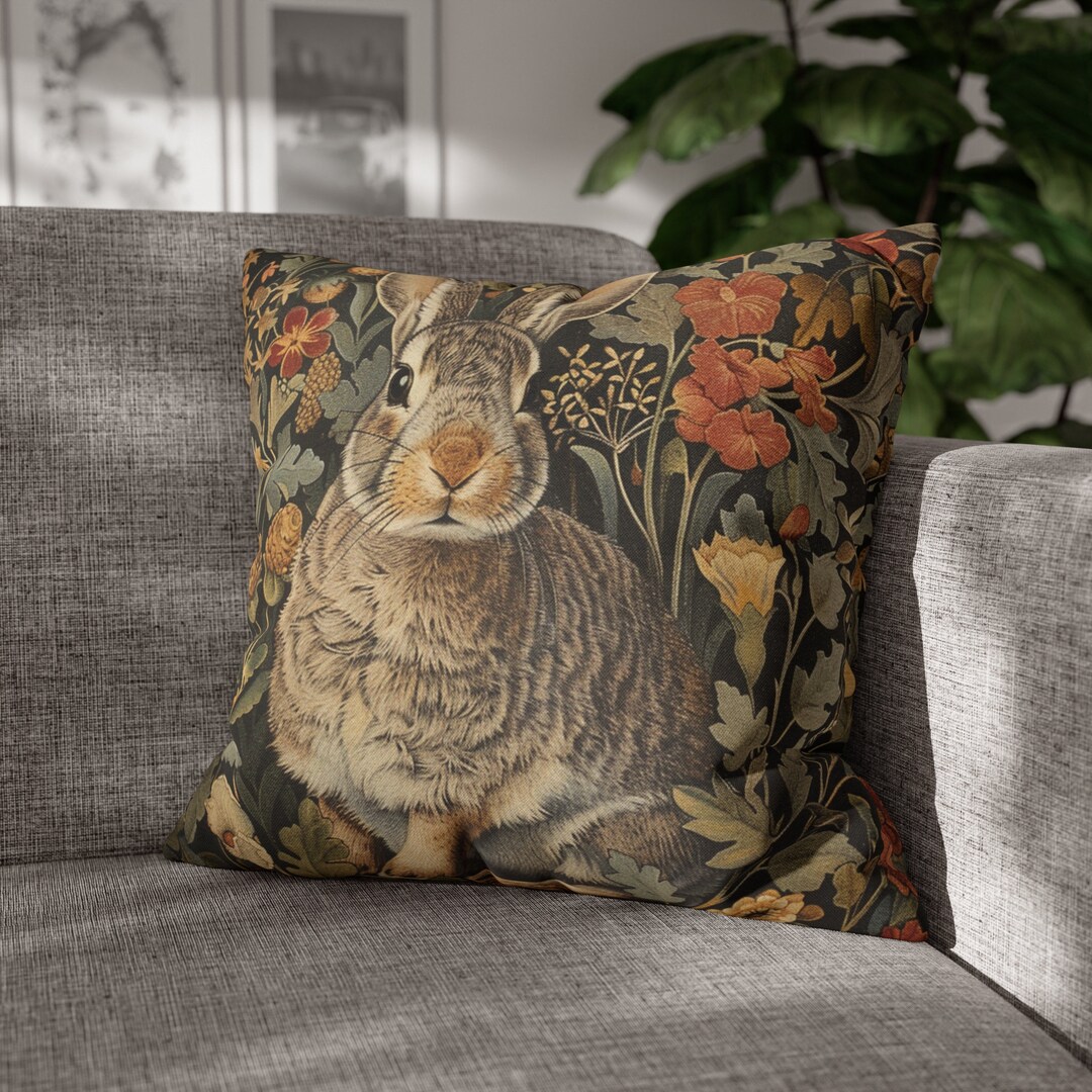Pillow Vintage Inspired William Morris Rabbit Bunny, Living Room Decor ...