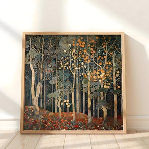 William Morris Inspired Rustic Autumn Decor, Autumn Forest Canvas Wall Art, Vintage Botanical Art, Elegant Seasonal Canvas Print