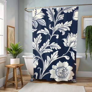 William Morris Botanical Shower Curtain, Timeless Floral Bathroom Decor, Elegant Bathroom Display Vintage Floral Shower Curtain