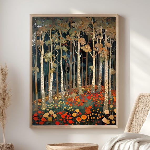 William Morris Forest Wall Art, Floral Woodland Canvas, Botanical Tree Nature Decor, Vintage Style Home Accent, Gift for Nature Lovers