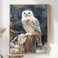 Art Print Vintage Snowy White Owl - Etsy