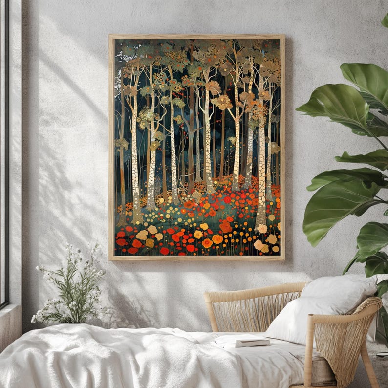 William Morris Forest Wandkunst, Florale Wald Leinwand, Botanische Baum Natur Dekor, Vintage Style Akzent, Geschenk für Naturliebhaber Bild 5