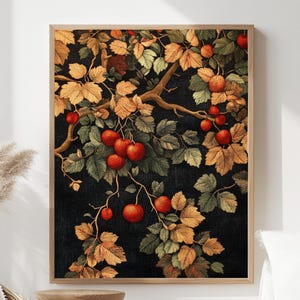 Orchard Twilight Framed Canvas, Enchanted Vintage Tapestry, Vintage Botanical Accent, Classic Nature Wall Art, Rustic Home Decor