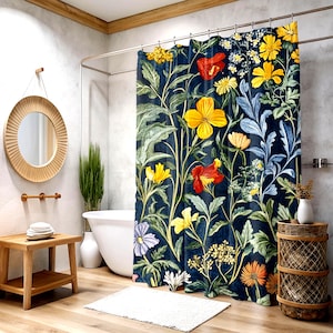 William Morris Botanical Shower Curtain, Elegant Floral Bathroom Decor, Bathroom Display Vintage Floral Shower Curtain