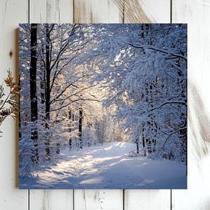 Winter Forest Canvas Wall Art, Serene Snowy Home Decor, Cozy Winter Trees Poster, Black Framed Canvas Art, Winter Nature Wall Decor