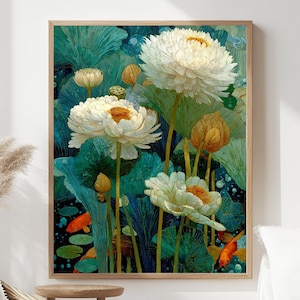 Enchanted Floral Wall Art, Mystical Flowers Canvas, Fantasy Botanical Poster, Framed Canvas, Magical Flower Print, Nature-Inspired Artwork