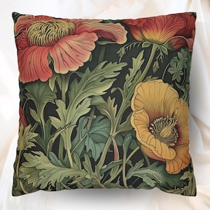 Vintage Floral Art Nouveau Throw Pillow Home Decor, Botanical Accent Pillow, Home Decor Gift