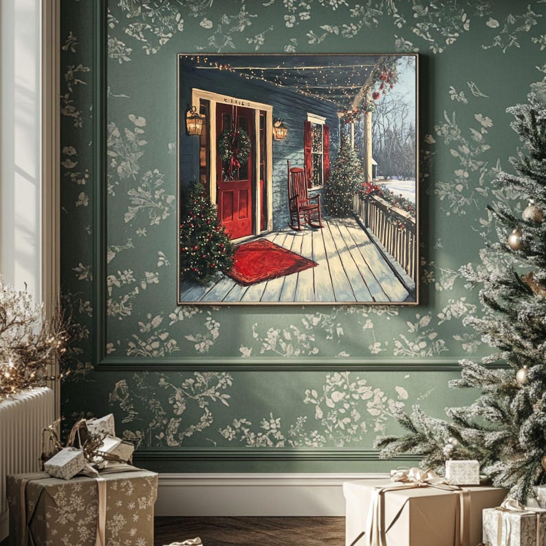 Rustic Farmhouse Porch Wall Art, Rustic Farmhouse Poster, Black Framed