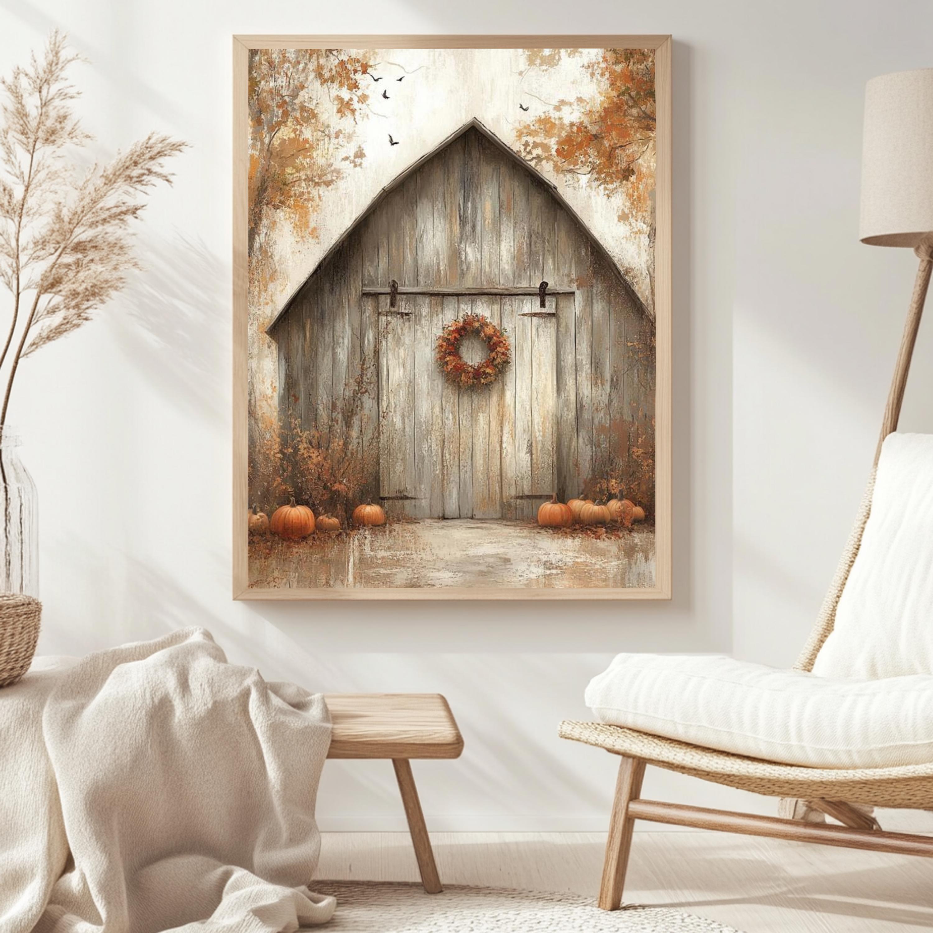 Fall Framed Canvas Wall Art For Living Room Fox Pumpkin Wall Decor, Autumn Maple Leaves Thanksgiving Aesthetic Paintings For Kitchen, Autumn Ready To Hang Wall Pictures 12x12 Inch