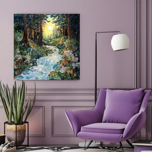 Woodland Wall Art, Mystical Wall Art, Forest River Print, Vintage Framed Canvas, Mystical Home Decor, Nature Wall Decor image 6
