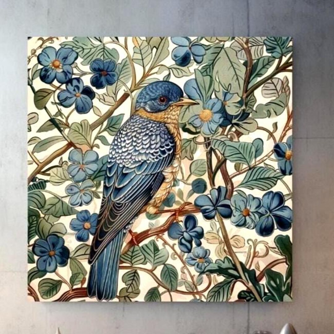 Tapisserie Murale William Morris – Arbre De Vie Bleu, 35x27 Pouces – Style Art Déco