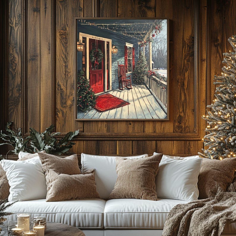 Rustic Farmhouse Porch Wall Art, Rustic Farmhouse Poster, Black Framed