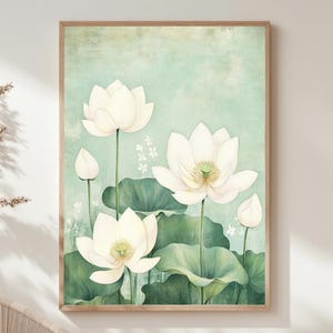 White Flowers Wall Art, Botanical Poster Print, Framed Floral Canvas, Minimalist Decor, Vintage Nature-Inspired Art, Wildflowers Wall Canvas