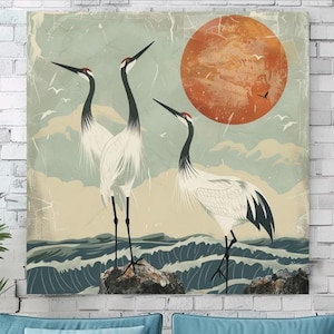 Crane Watercolor Painting Coastal Home Decor Sandhill Crane Art Coastal Wall Art Nature Canvas Art Bird Gift Birthday