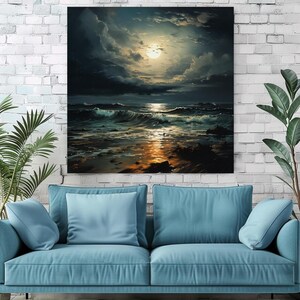 Moody Moon Ready to Hang Wall Art, Mystical Night Art, Night Poster ...