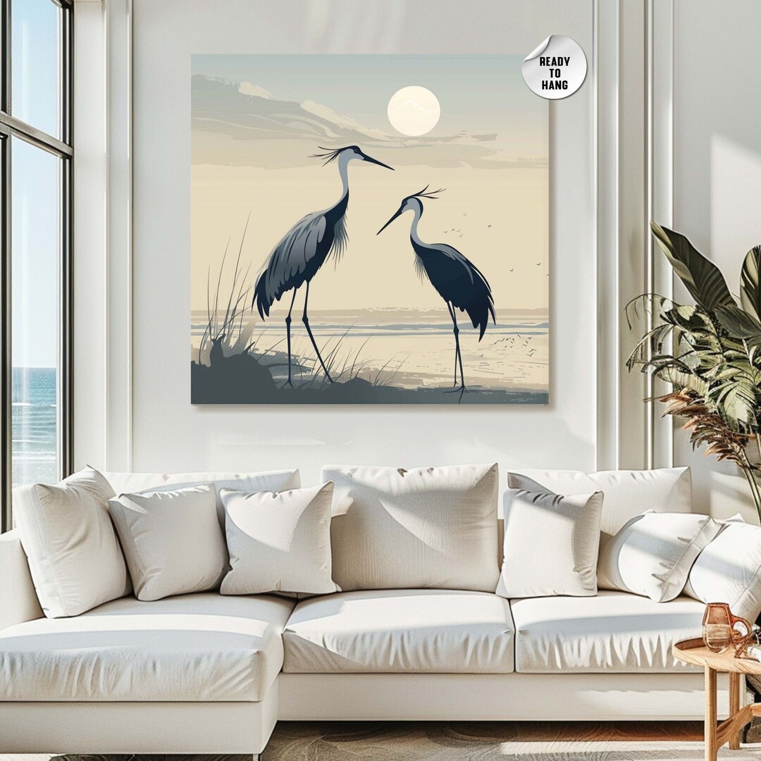 Sandhill Crane Art Coastal Wall Art Crane Watercolor Painting Coastal ...