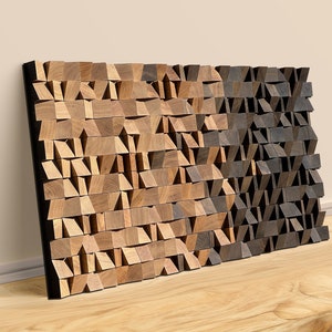 3D Wall art,Modern wooden wall art, Acoustic Panel, Oak wood wall decor, Rustic wooden mosaic, Abstract Wood Art 3D, living room