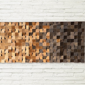 Acoustic Panel, Oak wood wall decor, Modern wooden wall art, Rustic wooden mosaic, Abstract Wood Art 3D, living room, Wall art large size