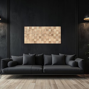 Oak wood decor, Modern wooden wall art, Rustic wooden mosaic, Abstract Wood Art 3D, living room wall decor, Home wall art large size