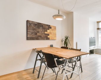 3D Wall art, Oak wood decor, Rustic wooden mosaic, Modern wooden wall art, Abstract Wood, living room wall decor, Home wall art large size