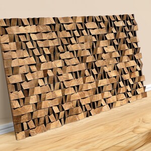 3D Wall Art, Oak Wood Acoustic Panel Large Size, Wooden Wall Decor ...